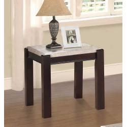 Festus End Table - Marble Top - Dark Cherry